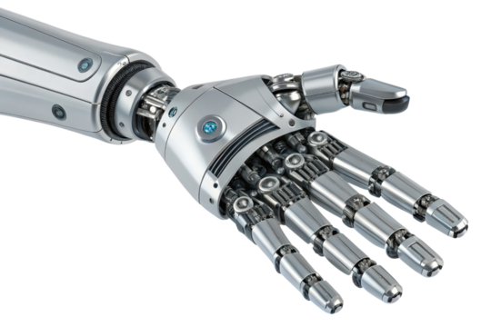 Futuristic Robotic Hand Displaying Advanced Mechanical Design Features