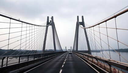 Fototapeta premium suspension bridge in hong kong at sunset