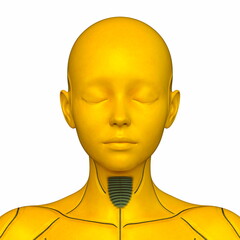 女性サイボーグの顔アップ　3DCGレンダリング