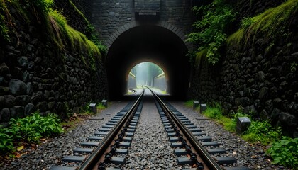 Obraz premium railway tunnel in the forest