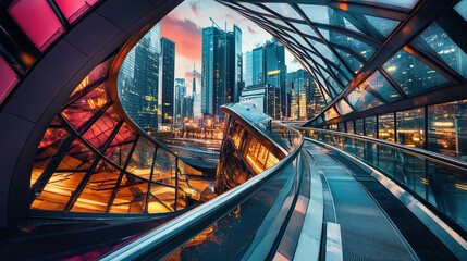 Futuristic business with artificial intelligence, blockchain, and augmented reality technology driving innovation, efficiency, and profitability through sleek minimalist design