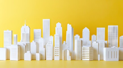 White city models on yellow background
