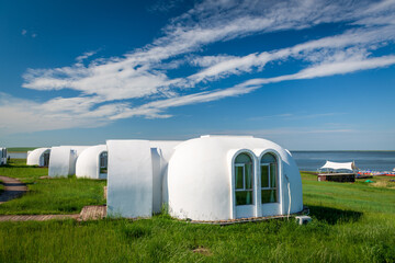 The space capsule building on the Hohhotonor Grassland in Hulunbuir City, Inner Mongolia Autonomous Region, China