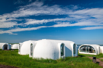 The space capsule building on the Hohhotonor Grassland in Hulunbuir City, Inner Mongolia Autonomous Region, China