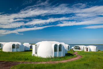 The space capsule building on the Hohhotonor Grassland in Hulunbuir City, Inner Mongolia Autonomous Region, China