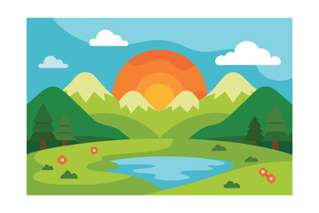 Fototapeta premium summer landscape with trees and mountains
