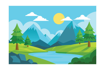 Fototapeta premium landscape with mountains and trees