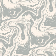 Vector seamless pattern with fluid organic shapes, liquid lines. Allover abstract ink stain texture, marble surface. Funky groovy background with waves, acrylic paint, watercolor. Trendy subtle design