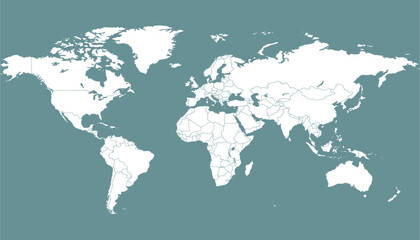 World map. Grey modern vector map. Silhouette map.	