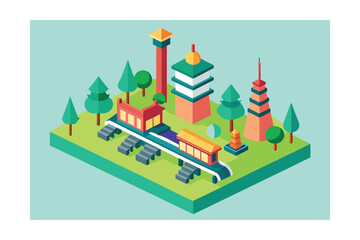 vector illustration of a castle with trees
