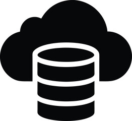 flat icon of database with cloud overlay