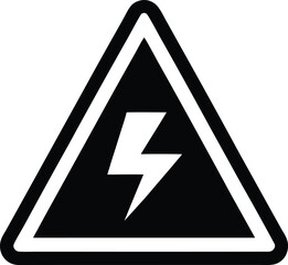 high voltage caution icon thick triangle outline