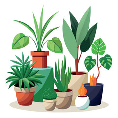 Obraz premium Hyperrealistic Indoor Plants – Vector Icon on White Background