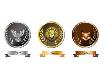 動物モチーフのユニークなメダルセット