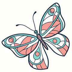 Pastel Butterfly Art Nouveau Illustration