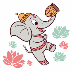 Dancing Elephant Ganesha Indian Festival