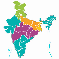 India Map Regions Colorful