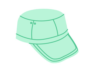 Field Army Cap Hat Summer Head Fashion accessory clothing technical illustration. Vector headgear for Men, women, unisex style, flat template CAD mockup sketch outline isolated