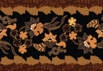 Indonesian Batik Very exclusive flower motif, for fabric