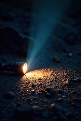 A powerful flashlight beam cuts through the darkness, illuminating a textured surface Perfect for concepts of exploration, adventure, and mystery , concrete, darkness
