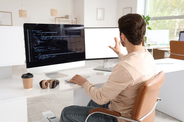 Male programmer working in  office