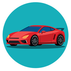 Hyperrealistic Cars – Vector Icon on White Round Background