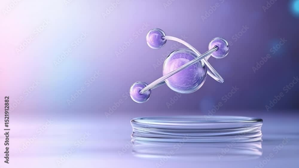 Aufkleber Atom structure with 3D illustration: A captivating 3D rendering showcases a sleek atom model. The design captures the essence of scientific innovation and discovery.
