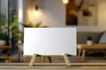 Blank White Canvas on Easel in Art Studio Interior


