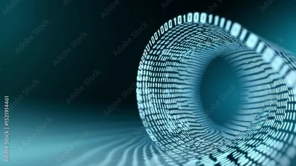Leinwandbilder Binary Code Tunnel Vision: A captivating visual of a tunnel formed by binary code, representing the digital realm. The tunnel's core structure conveys data flow.