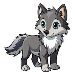 Obraz premium Cute Baby Wolf Vector – Jungle Animal Illustration for Kids