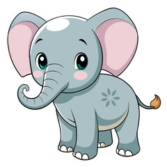 Naklejka premium Cute Baby Elephant Vector – Jungle Animal Illustration for Kids