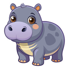 Fototapeta premium Cute Baby Hippopotamus Vector – Jungle Animal Illustration for Kids