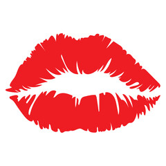 Kiss red print  vector cartoon illustration isolated on white