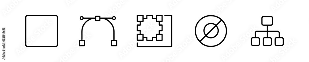 Poster graphic design tools line icon set. editing, layout elements for creative projects
