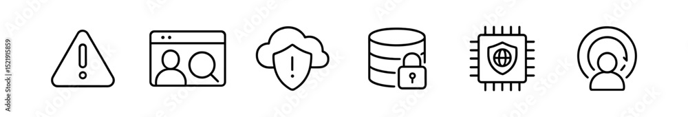 Aufkleber security and user protection icon set. explore linear icons for data and privacy