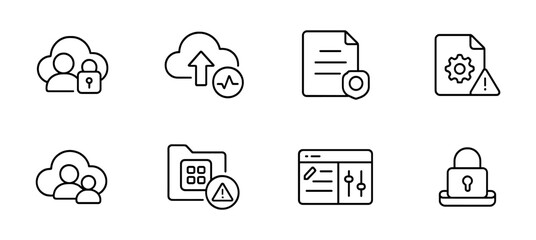 Fototapeta premium Security, cloud, data management line icon set. protection, safety, network icons collection