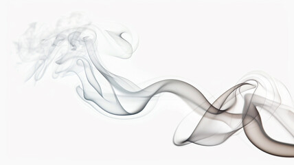 Graceful smoke tendrils curl and swirl against a white background, perfect for abstract and atmospheric concepts.