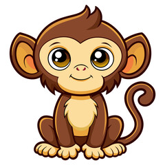 Fototapeta premium Cute Baby Monkey Vector – Jungle Animal Illustration for Kids