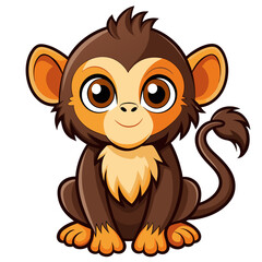 Obraz premium Cute Baby Monkey Vector – Jungle Animal Illustration for Kids
