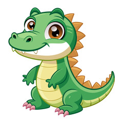 Naklejka premium Cute Baby Crocodile Vector – Jungle Animal Illustration for Kids