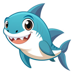 Obraz premium Cute Shark Vector – Ocean Animal Illustration for Kids, Crafts, and Coastal Decor