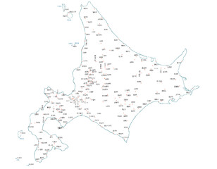 北海道　日本　地図　白　斑点　イラスト