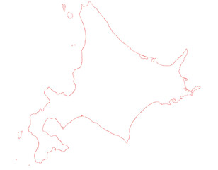 北海道　日本　地図　白　イラスト