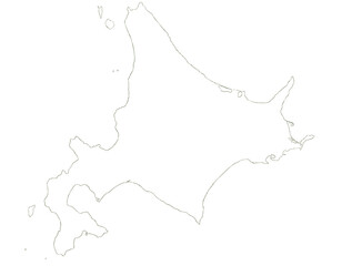 北海道　日本　地図　白　イラスト