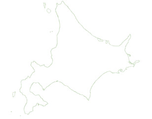北海道　日本　地図　白　イラスト