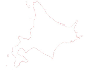 北海道　日本　地図　白　イラスト