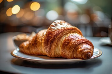 A croissant on a plate