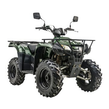 Green atv four wheeler vehicle isolated on white background