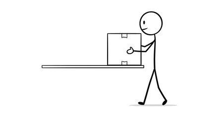 Simple Illustration of a Person Carrying a Box