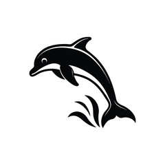 Fototapeta premium Dolphin Leap Splash Vector Silhouette